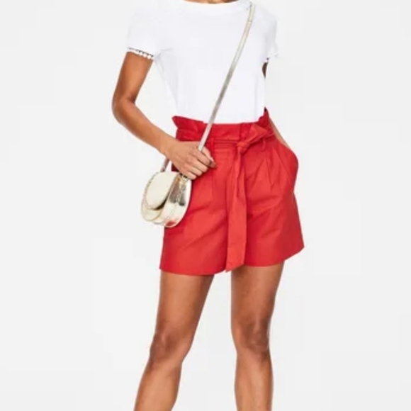 Boden paperbag waist linen cotton shorts NWT red - Picture 1 of 4
